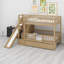 Lit superposé pour enfants avec rangement intensif, glissoire attachée et tiroirs spacieux