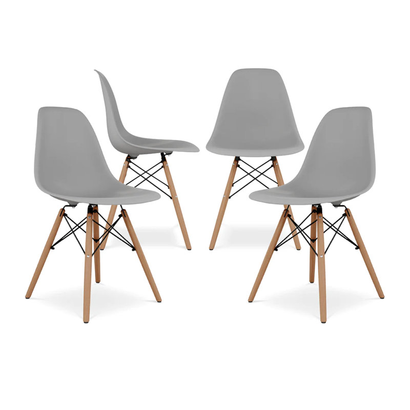 Chaise de salle à manger avec siège en plastique, Gris