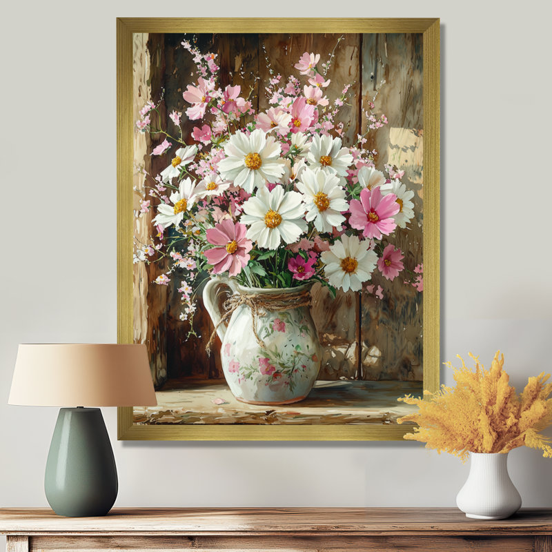 Bennett - Floral Canvas Wall Art, H 20 po x l 12 po, Reproduction encadrée sans passe-partout, Doré