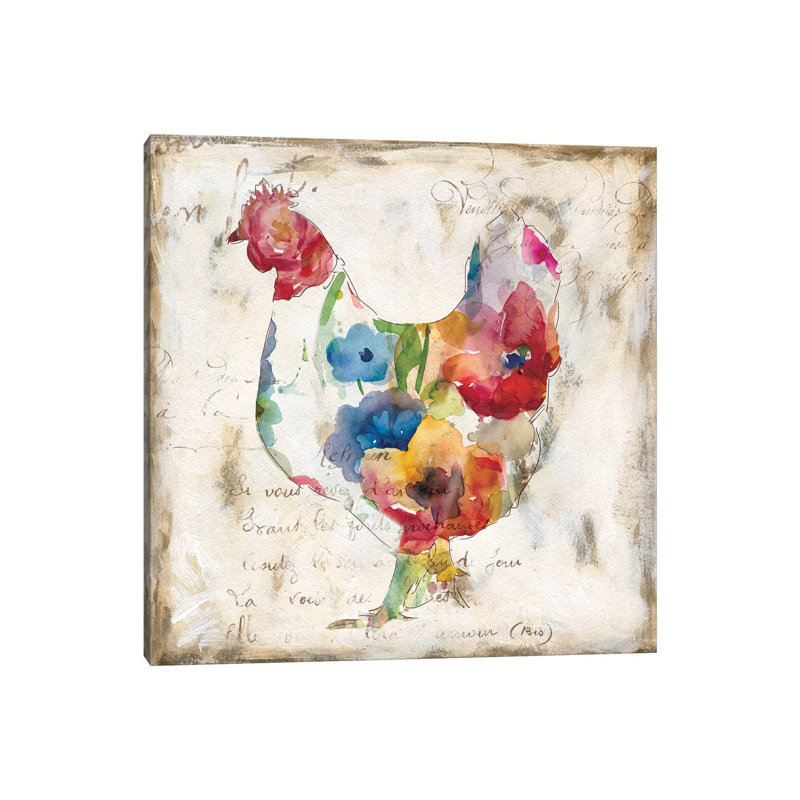 Flowered Hen by Carol Robinson - Painting on Canvas, 66.04 cm H x 66.04 cm W x 1.91 cm D, Wrapped Canvas