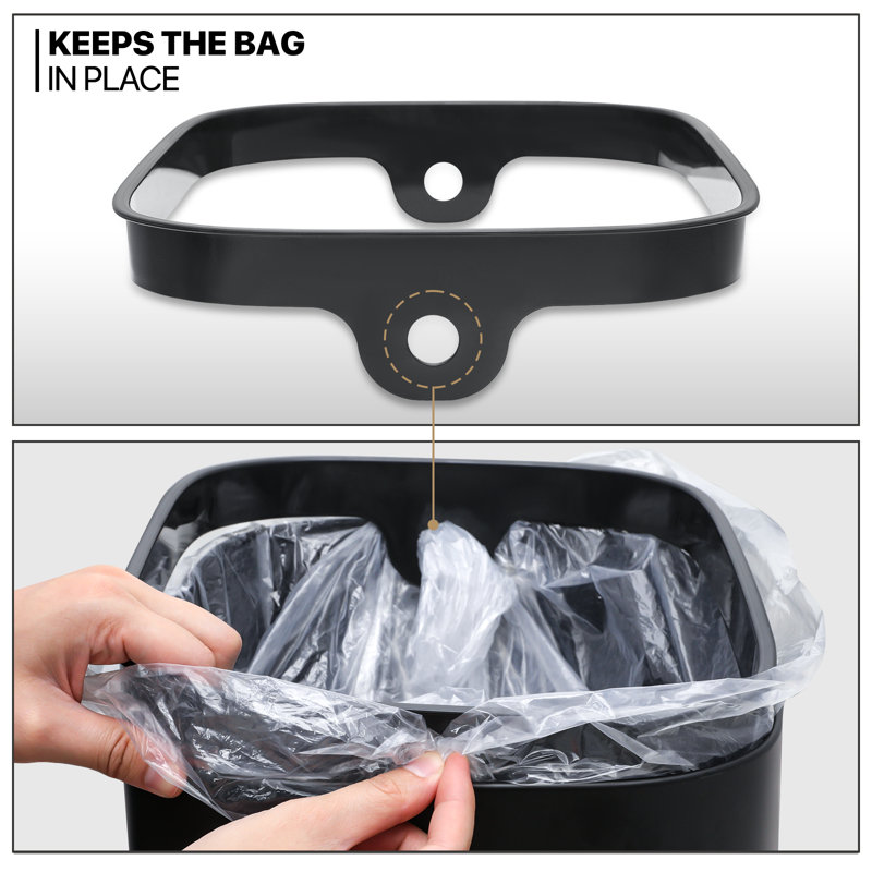 Black 14.5-Gallon Touchless Stainless Steel Automatic Trash Can
