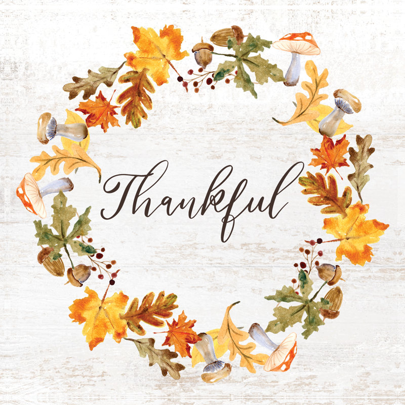 Fall Wreath Thankful - Wrapped Canvas Print, 30cm H x 30cm W