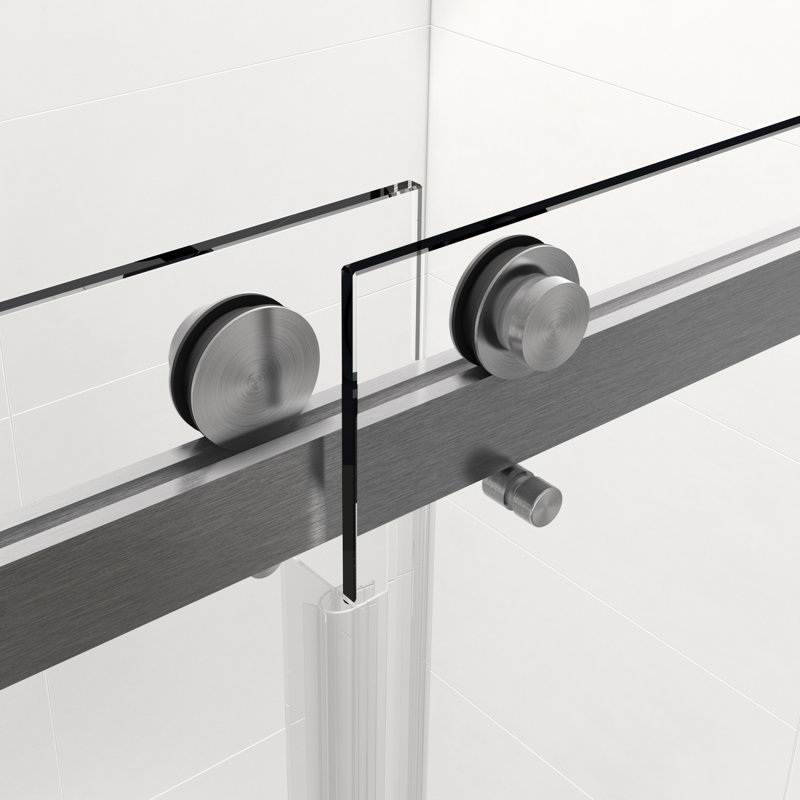 72 po x 76 po Porte de douche coulissante double sans cadre Nickel brossé sans tampon
