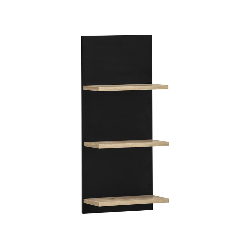 Sooraj Wall Mounted Required Bathroom Shelves, Black matt/White oak