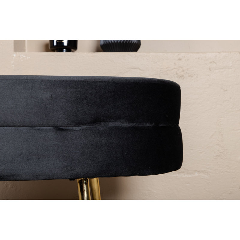 Spivey 40cm Wide Oval Footstool Ottoman, Black, Brass