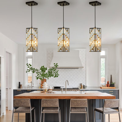 Ensemble de 3 lampes suspendues modernes en cristal pour salle à manger et cuisine Modern