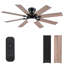 Ventilateur de plafond 52 po à 8 pales 52 lumières avec télécommande moderne 3 couleurs 6 vitesses 
