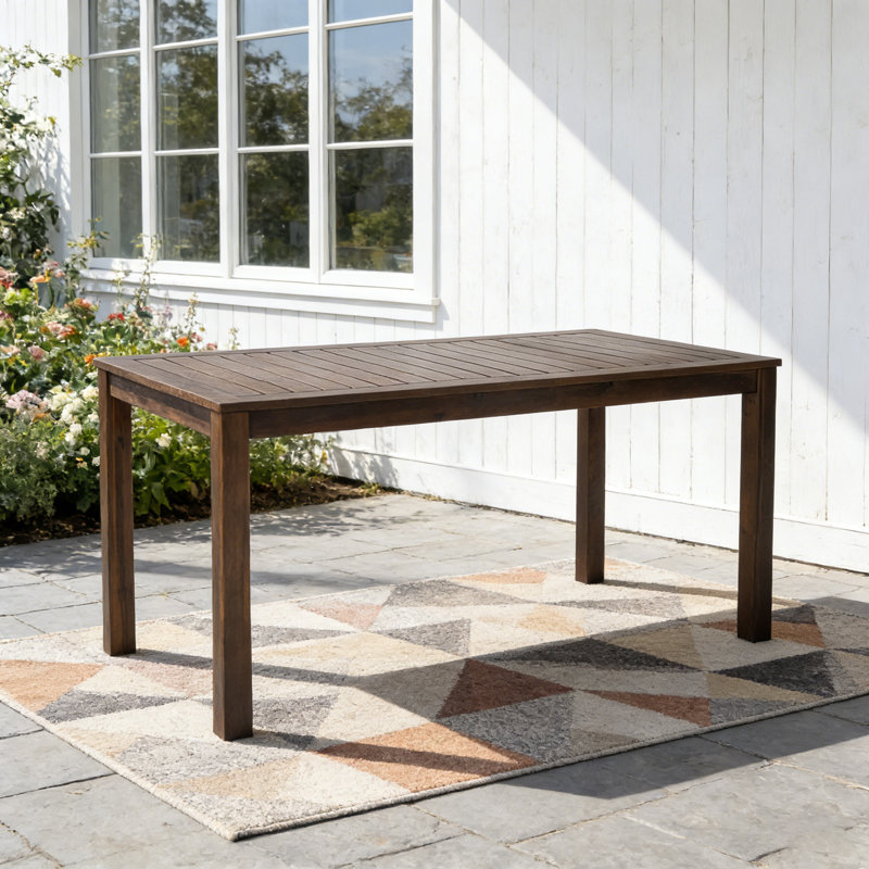 Table de salle à manger d'extérieur en bois d'acacia pour patio, jardin et cour arrière