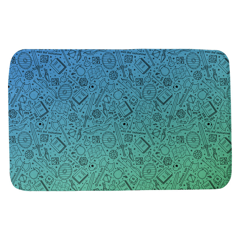 Tapis de bain katelyn elizabeth dégradé Avicia, l 17 po x L 24 po, Vert, bleu et noir