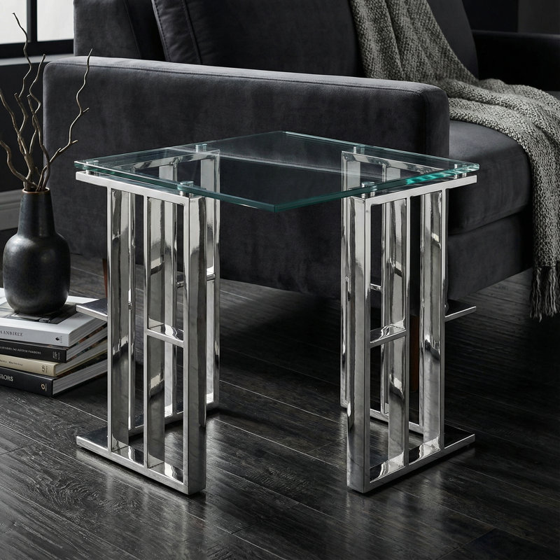 Roddy Glass Top End Table
