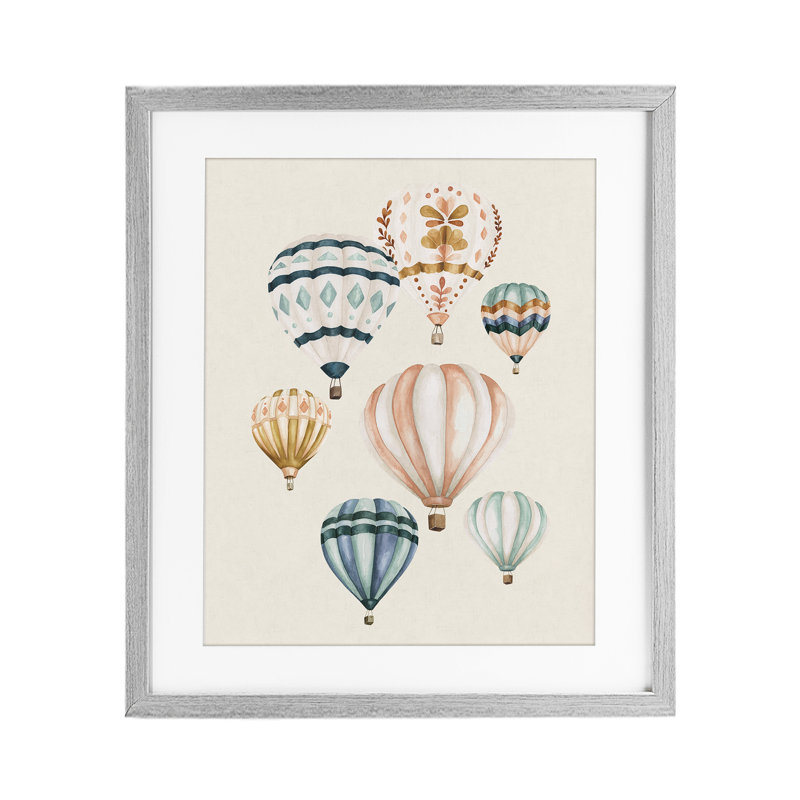 Ballons à air chaud Wanderlust, reproduction encadrée sous verre, design par Bethany Sandoval, H 21 po x l 17 po