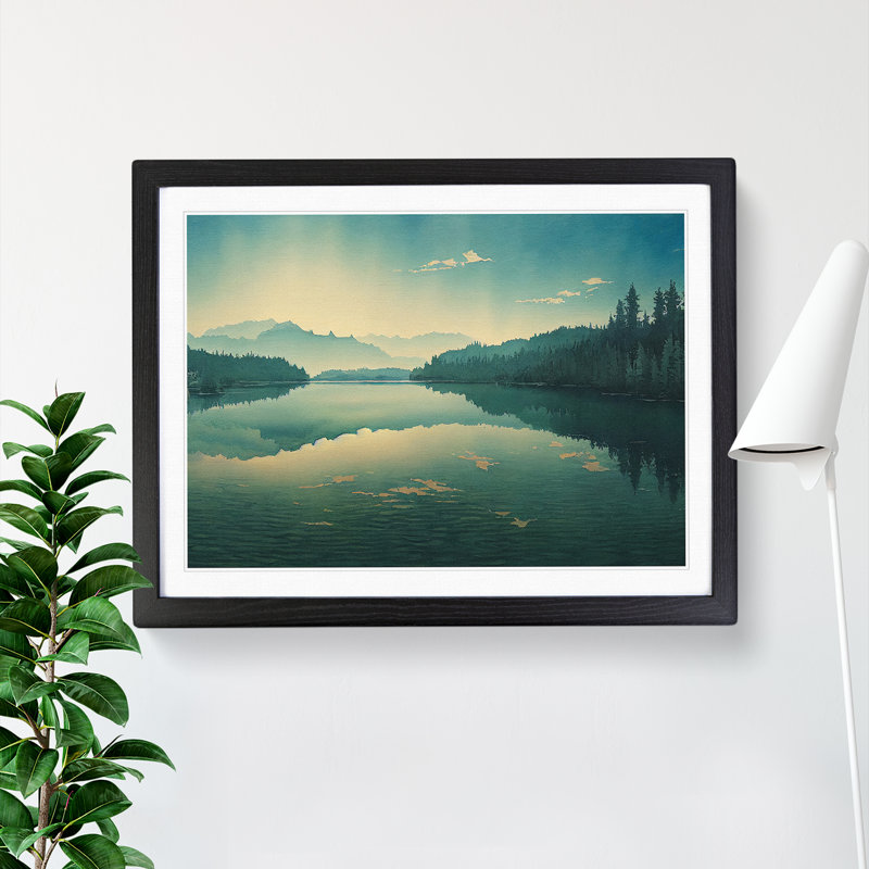 Mountain Lake Watercolour Vol.1 - Framed Print, Black Framed, 25cm H x 34cm W x 2cm D