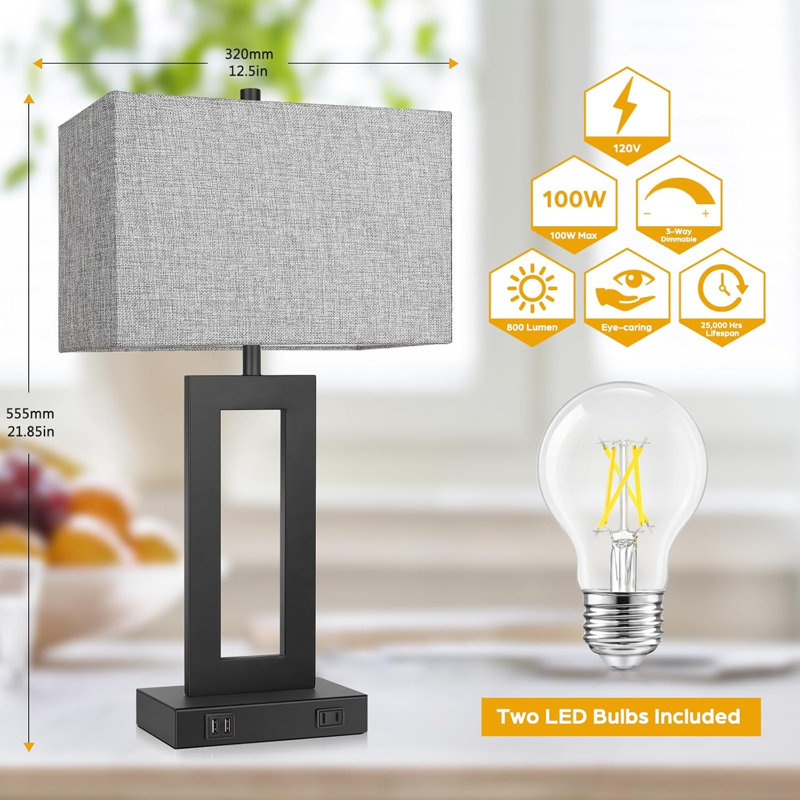 Metal USB Desk Lamp, Gray