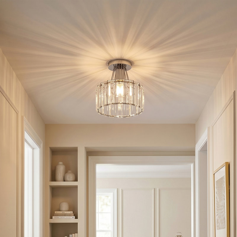 Crystal Semi Flush Mount, Silver