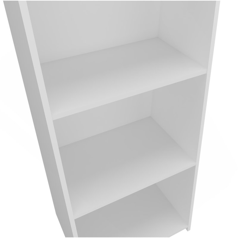 Bibliothèque Anthem en mélamine avec trois tablettes, blanc, Blanc