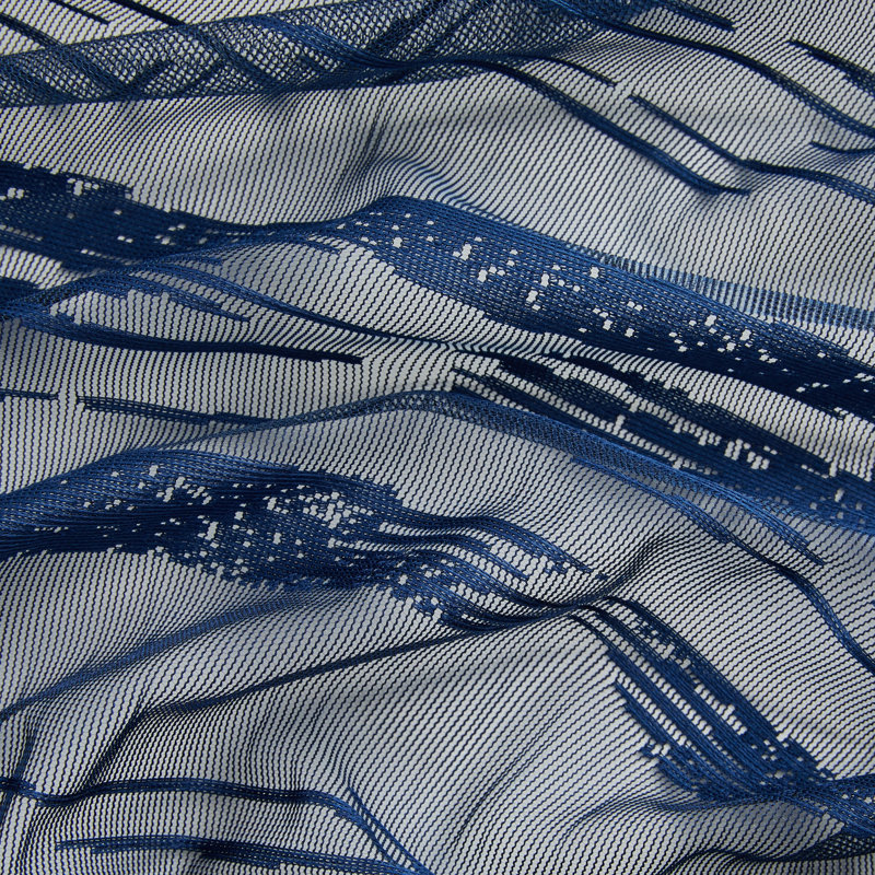 Broadway Striped Sheer Grommet Curtain Panel, 54" W x 54" L, Navy Blue