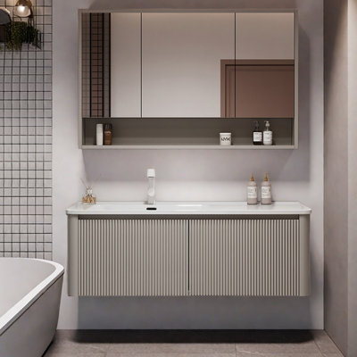 Modern cream style simple bathroom cabinet
