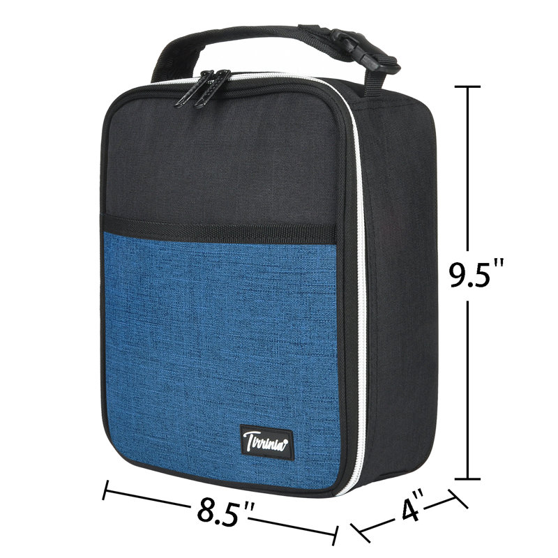 Petit sac à lunch isolé Tirrinia pour adultes, fourre-tout, boîte à lunch pour la rentrée scolaire, Noir / bleu foncé