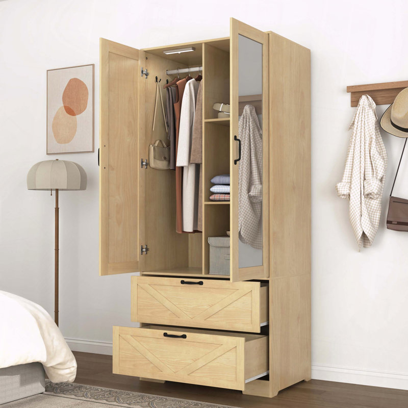 Armoire de rangement en bois avec miroir à induction