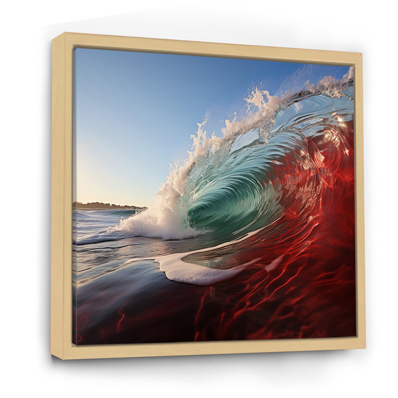«Green Green Wave», impression sur toile, Cadre naturel flottant, H 16 po x l 16 po x P 1 po