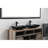 Bathroom Sink With Rectangular Matte Black - 14.38"L X 22.25"W 4-3/8"H, Fashionable Glass And Faucet 3.98 In.H