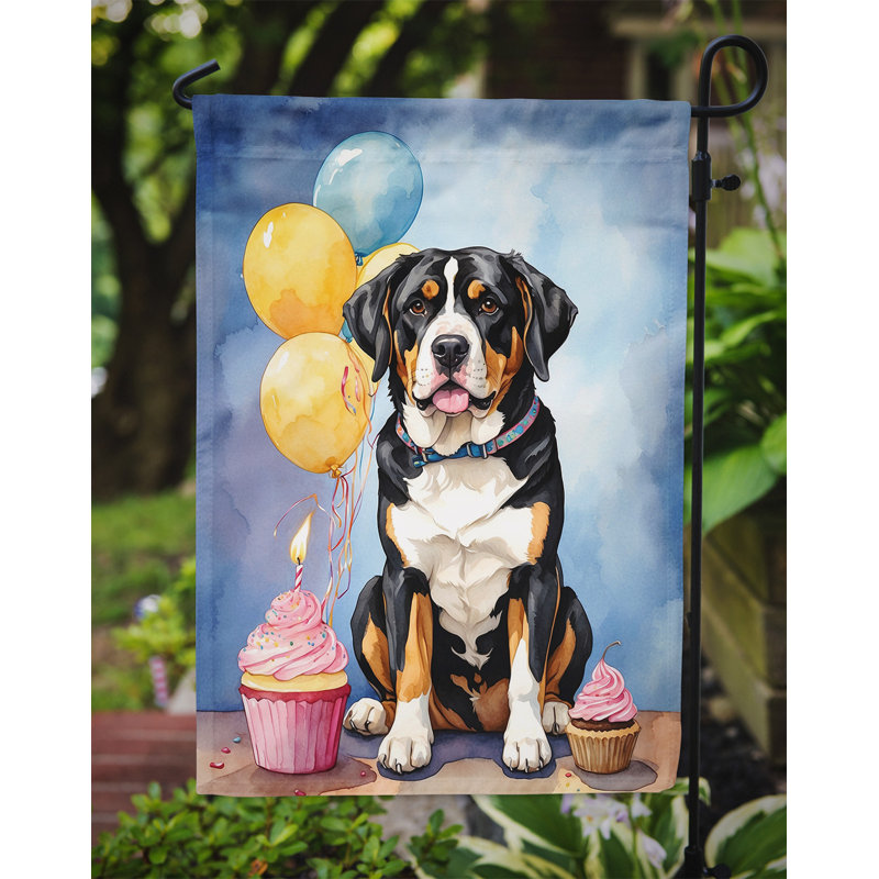 Drapeau de jardin «Happy Birthday», Grand bouvier suisse