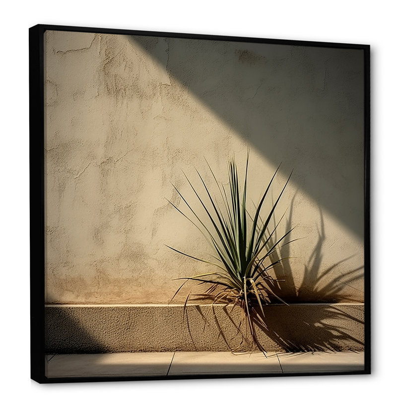Plantes de minimalisme sur toile, H 24 po x l 24 po x P 1 po, Cadre flottant noir
