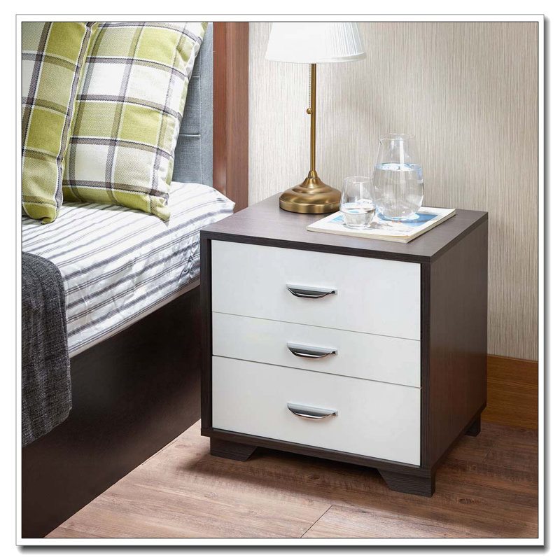 White and Black 3-drawer Rectangular Accent Table