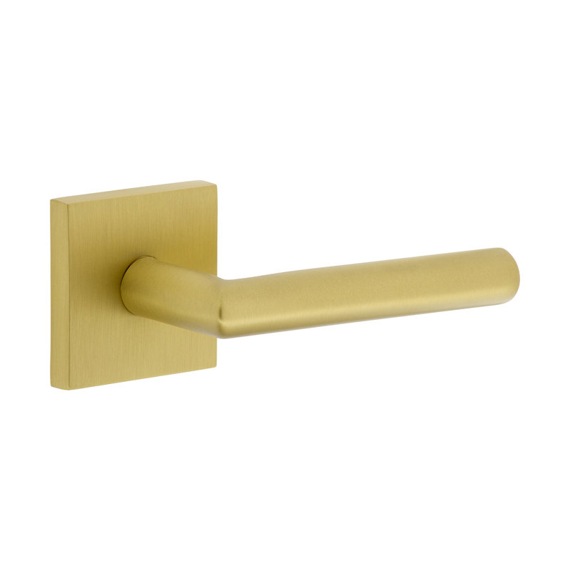 Viaggio Quadrato Rosette Passage (Hall & Closet) with Moderno Lever, Satin Brass, Right, 2.375"