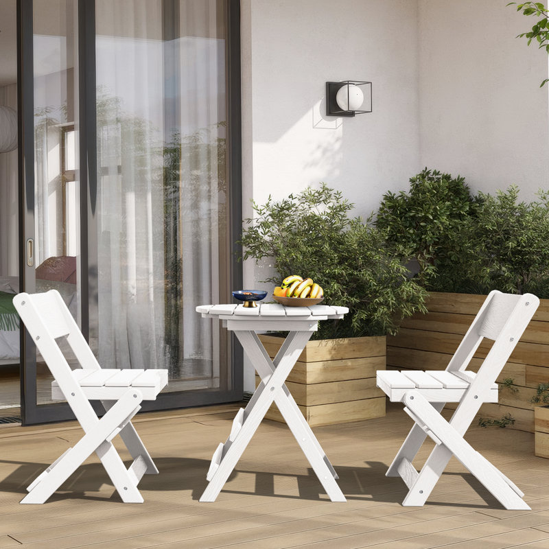 Ensemble repas d'extérieur pliant pour 2 personnes, Blanc