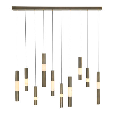 Chandelier , 10-Light, 50", Weathered Brass, Alabaster