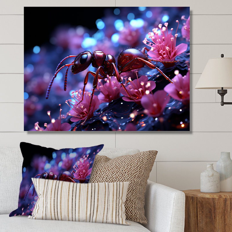 Celestial Antic Cosmic Purple Ant sur toile, H 24 po x l 32 po x P 1 po, Toile tendue