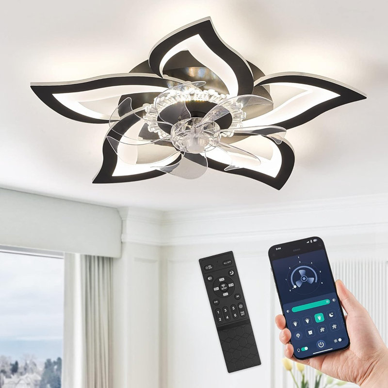 Flower Ceiling Fans With Lights, Small 27 Inch Modern Lo...