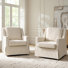 Lillie 30" W Farmhouse Slipcovered Down-blend Swivel Rocking Chair with Pillow Back