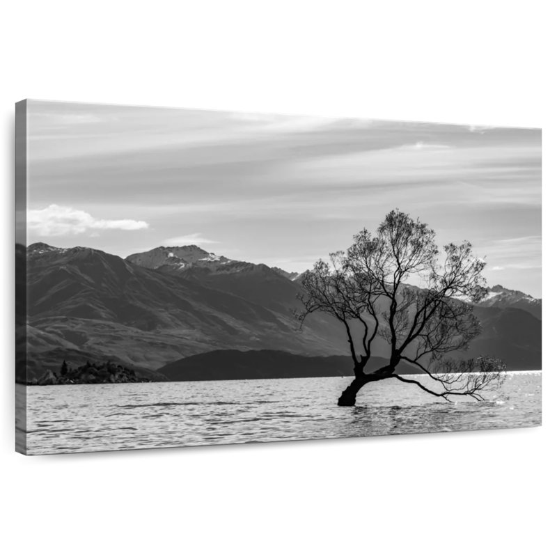 Arbre Harnek monochromatique Wanaka Lake, H 8 po x l 12 po