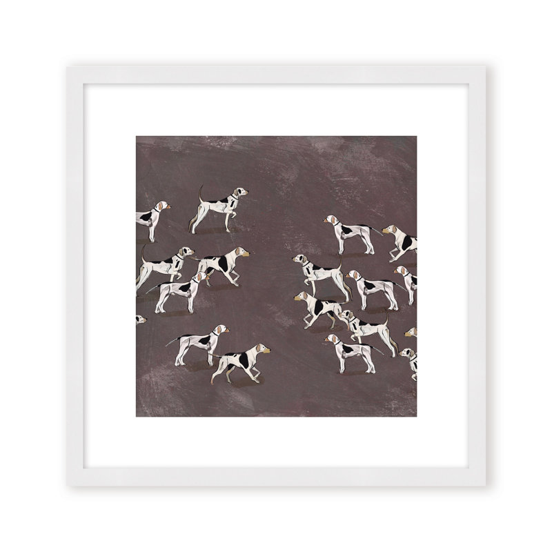 Nature Inspired Modern Ensemble: Sleek Hound Soirée, 36" H x 36" W, Framed Matted Print, Gold
