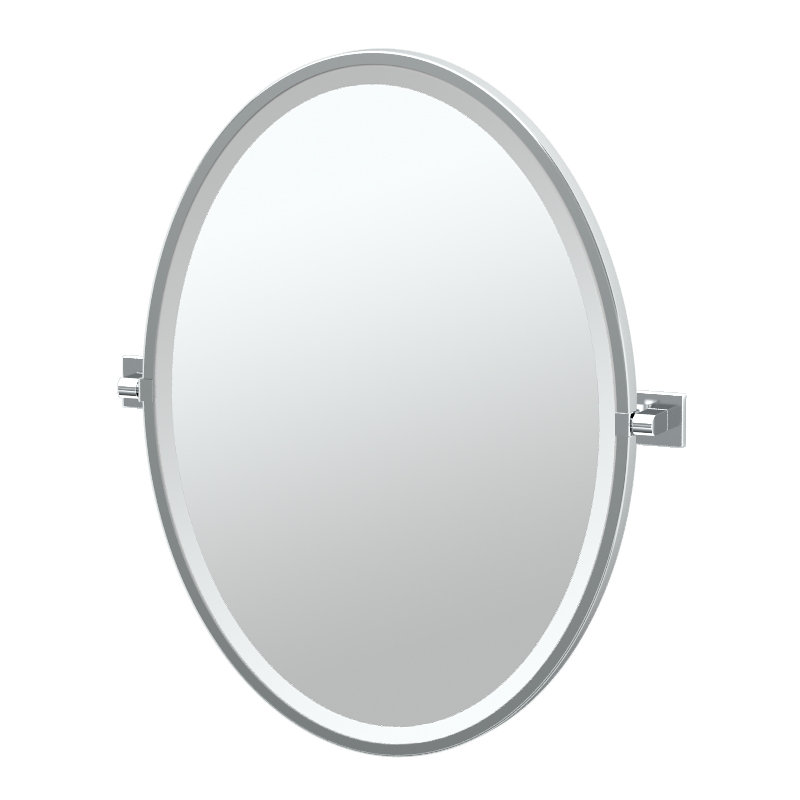 Elevate Framed Oval Mirror | Pivoting, Beveled Bathroom Vanity Mirror, 27.5" H x 23.75" W, Matte Black