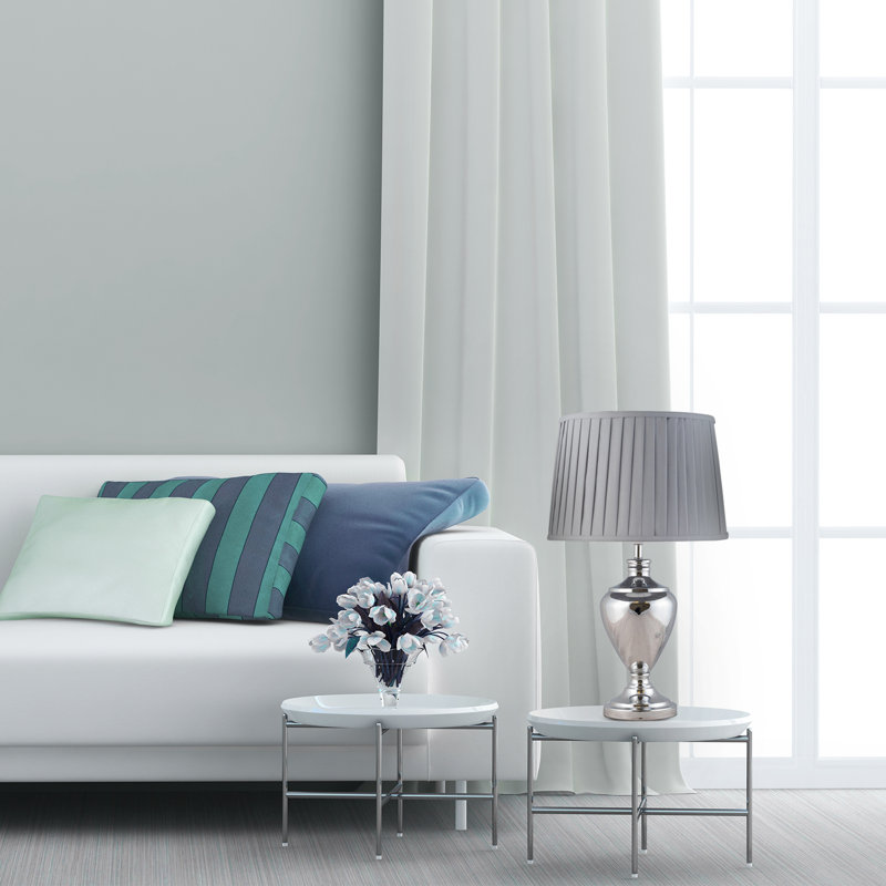 Haylee Metal Table Lamp, Grey, Polished Chrome