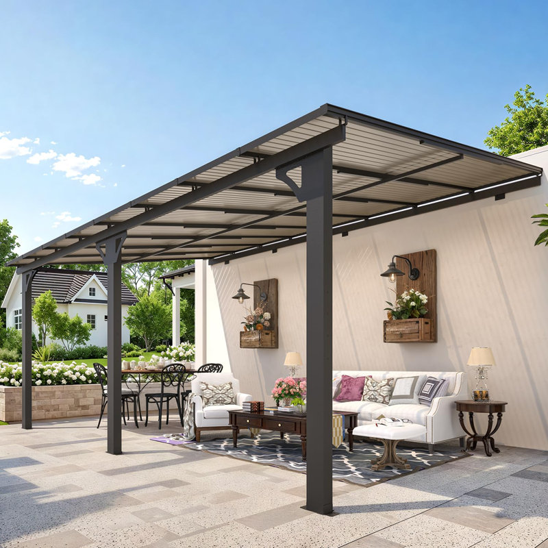 Pergola d'extérieur à hauteur réglable pour patio, H 118 po x l 192 po x P 118 po
