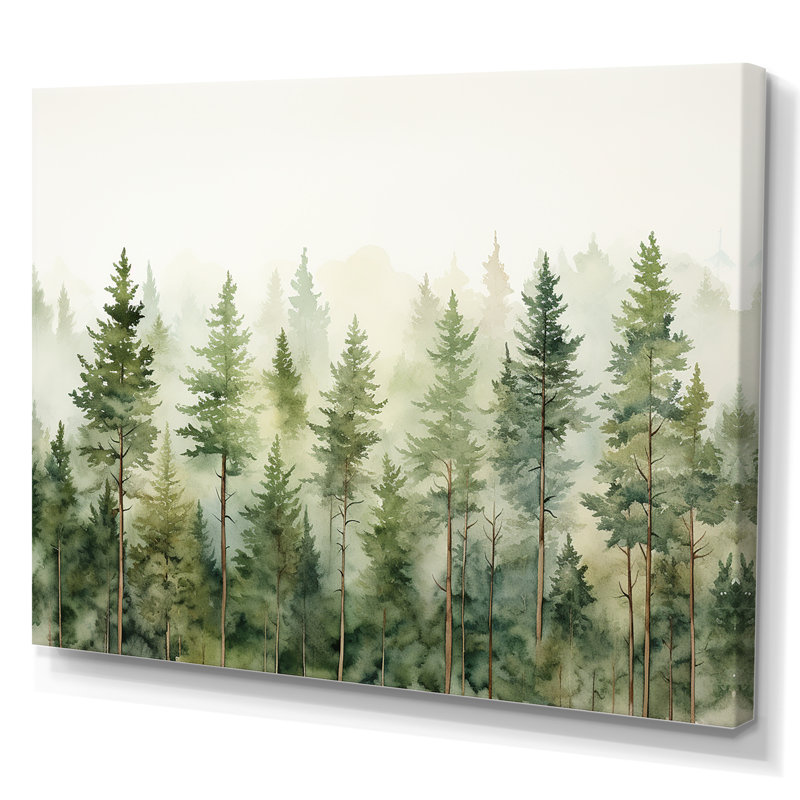 «Pine Trees Minimalisme Dream» - Art sur toile, H 24 po x l 32 po x P 1 po, Toile tendue