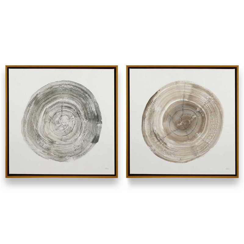 Rings of Time Duo I, ensemble de 2 impressions sur toile, Or poli, H 13 po x l 26 po