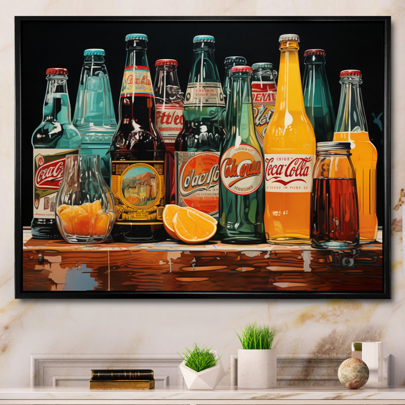 Pop 1950's Cocktail Emotion II sur toile, H 12 po x l 20 po x P 1 po, Cadre flottant noir