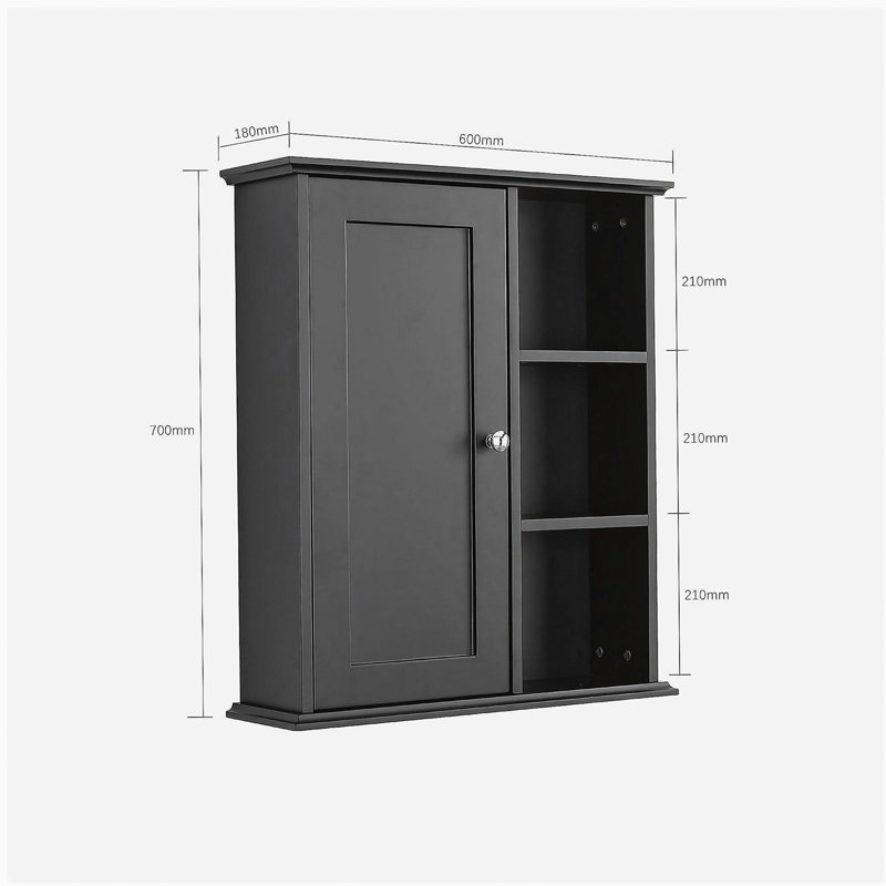 23.6"Bathroom Wall Cabinet, Black