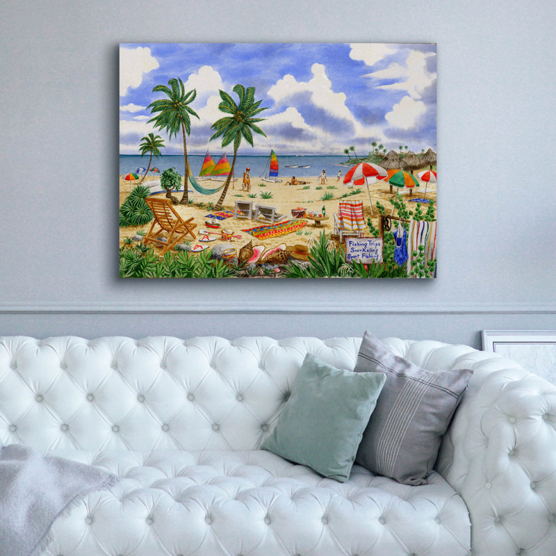  «Caribbean Beach 1» par Gale Pitt, art mural sur toile, 54 po x 40 po