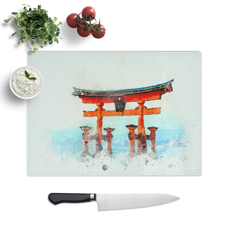 Glass Itsukushima Shrine in Hiroshima Japan in Abstract Chopping Board, 28.5 cm W x 20 cm L