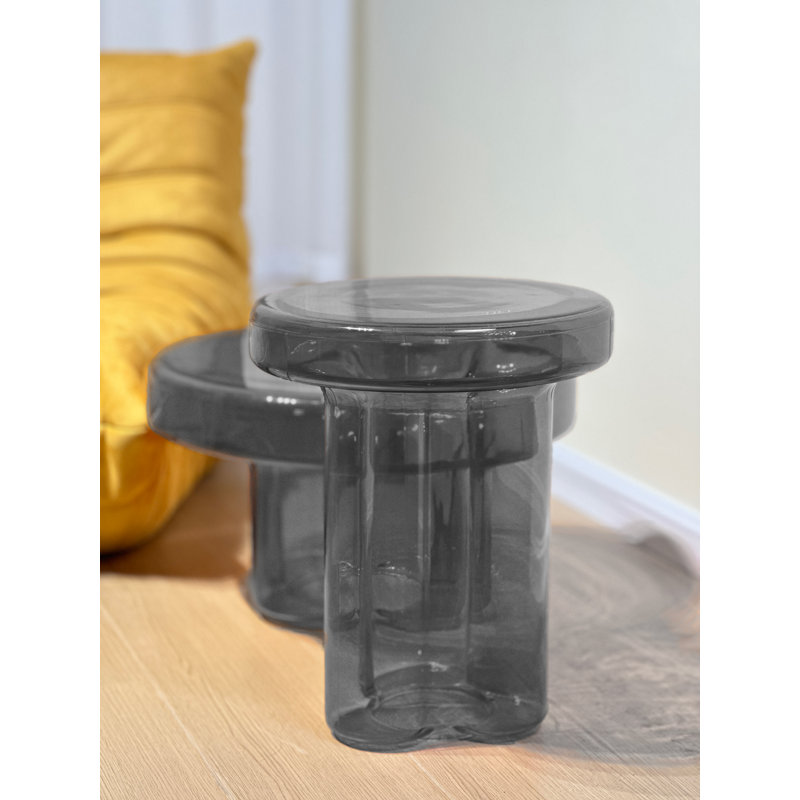 Glass End Table, Gray