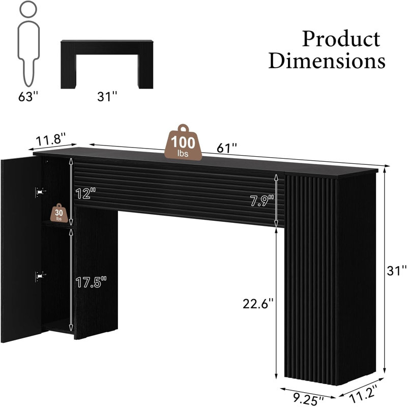 61'' Fluted Long Console Table