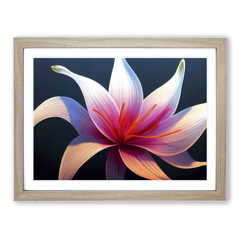 Futuristic Lily Flower Vol.3 - Single Picture Frame Print, Oak Framed, 46cm H x 64cm W x 2cm D