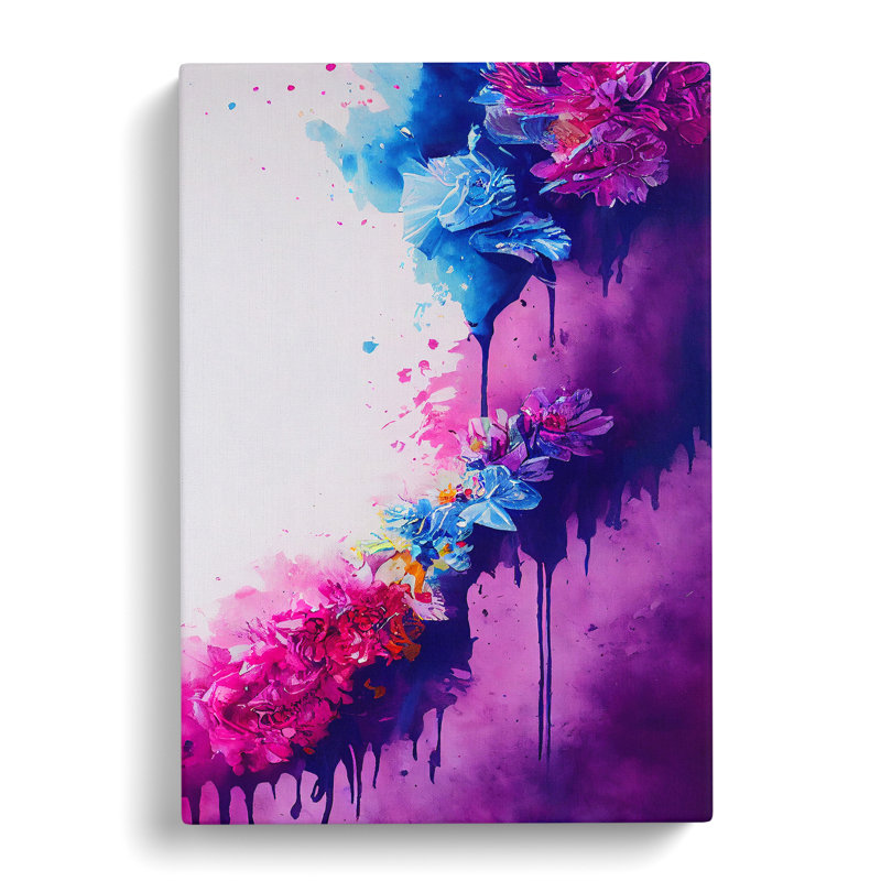 Flowers Dripping Paint No.4 Abstract - Wrapped Canvas, 76cm H x 50cm W