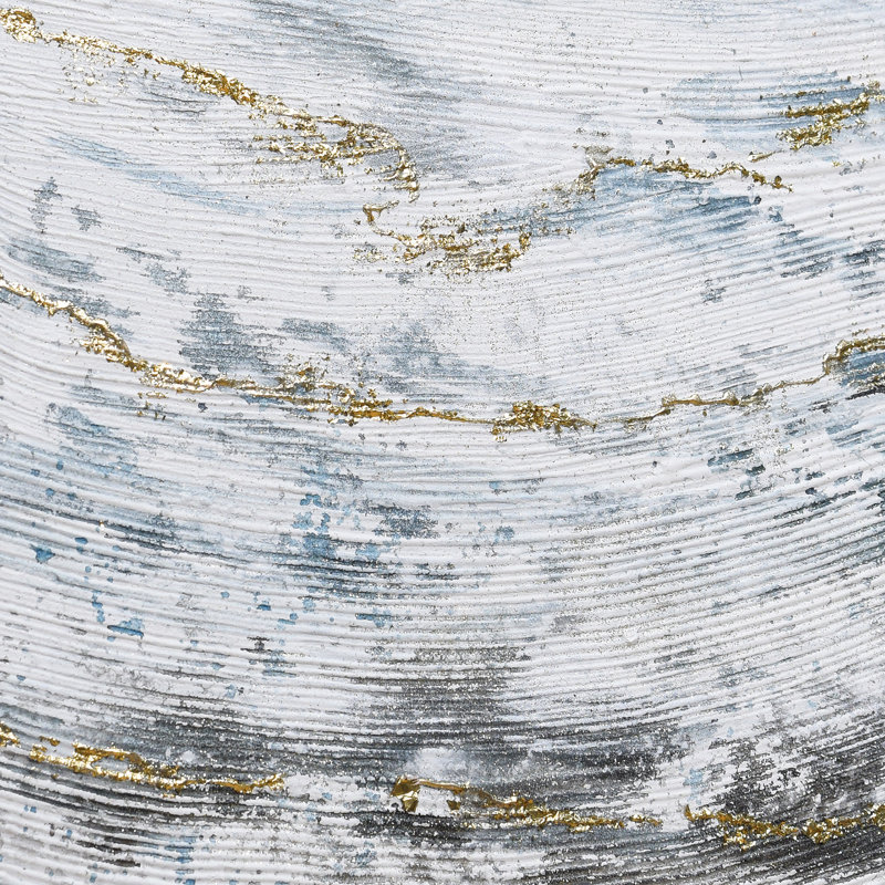 Blizzard Textured Metallic Abstract Triptych Canvas Wall Art, 40" x 90"